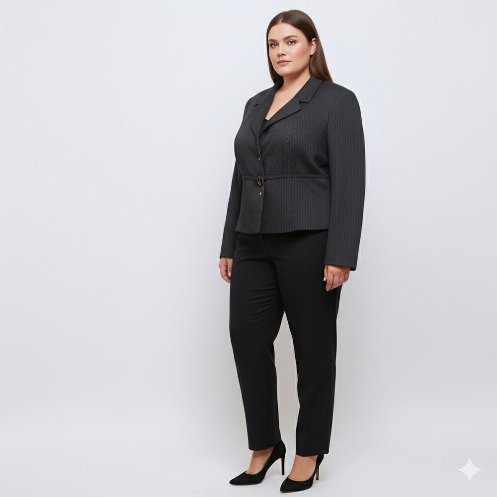 Tahari Arthur S. Levine Circle Belt Blazer Black Women 18